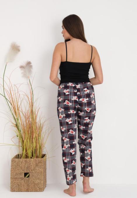 Pantaloni de Pijama Dama ,Culoare Bleumarin cu Ursuleti Crem ,Engros